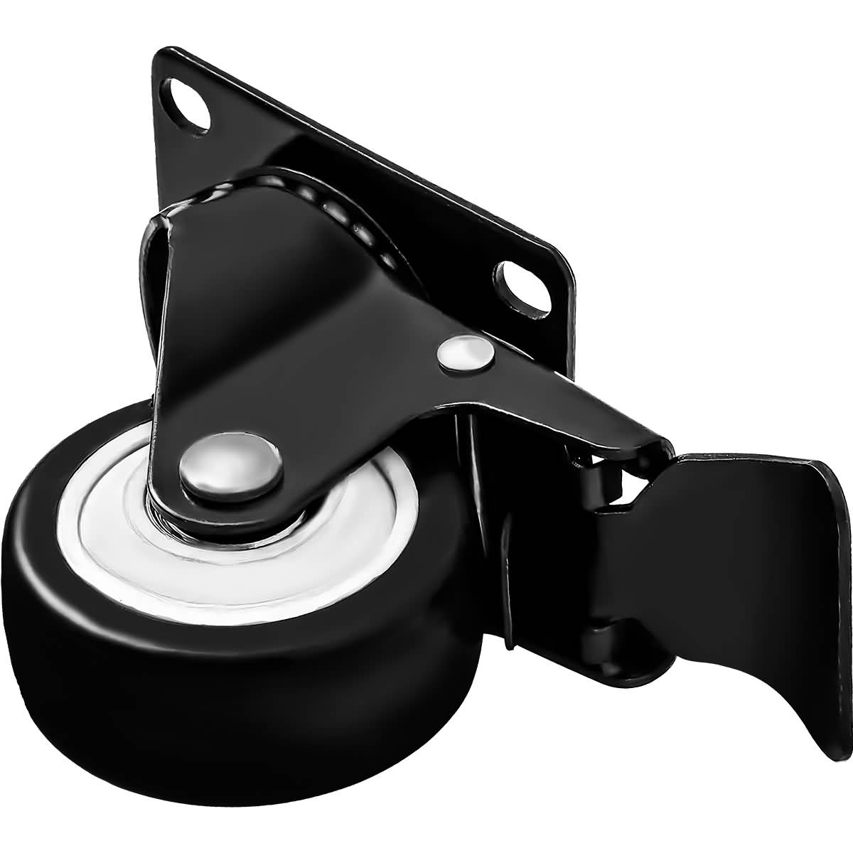 Pack Inch All Black Pu Swivel Caster With Brake Factor Duty