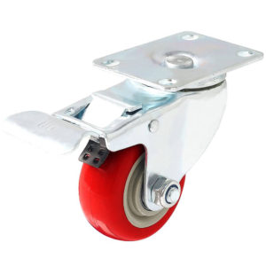 3 inch Red PU Swivel Caster With Brake