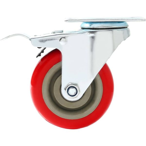4 inch Red PU Swivel Caster With Brake