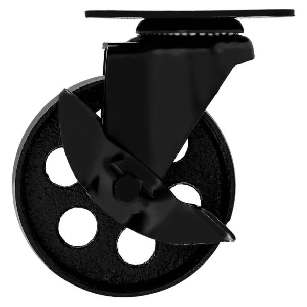4 Inch All Black Metal Swivel Wheel With Brake