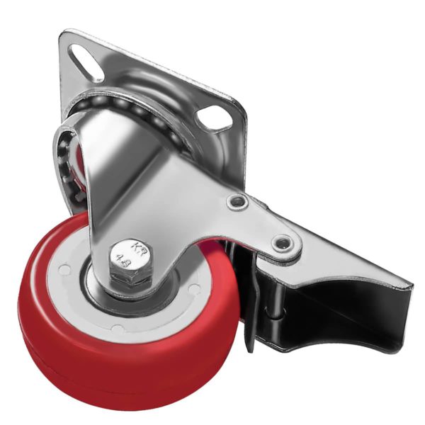 2 inch Red PU Swivel Caster With Brake