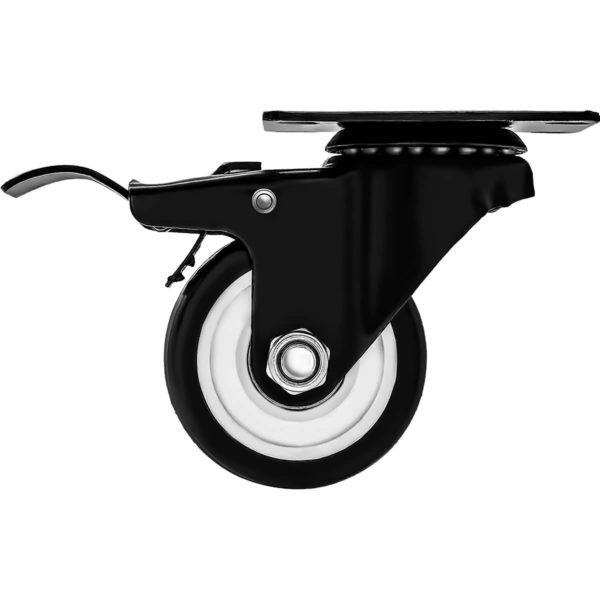 2.5 inch All Black PU Swivel Caster With Brake