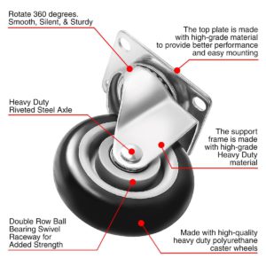 4 inch Black PU Swivel Caster No Brake