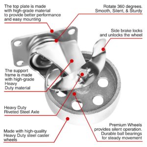 4 Inch All Grey Metal Swivel Wheel With Brake