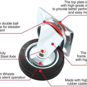 3 Inch Rubber Base Swivel Caster Wheels No Brake