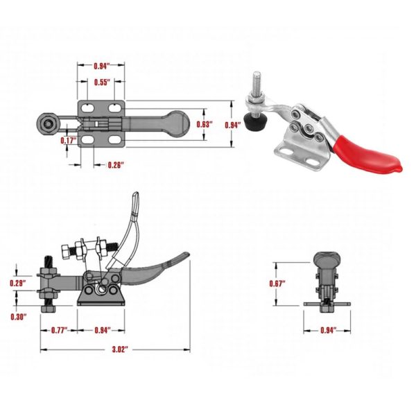 201 Horizontal Toggle Clamps Steel Antislip Grip Quick Release Hand Tool