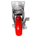 4 inch Red PU Swivel Caster With Side Brake