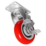 4 inch Red PU Swivel Caster With Side Brake