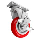 4 inch Red PU Swivel Caster With Side Brake