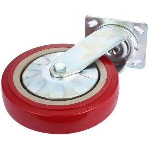 8 inch Maroon Solid PU Swivel Caster Wheel No Brake