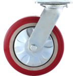 8 inch Maroon Solid PU Swivel Caster Wheel No Brake