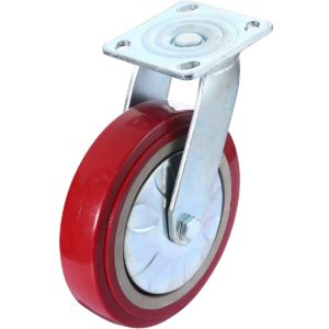 8 inch Maroon Solid PU Swivel Caster Wheel No Brake