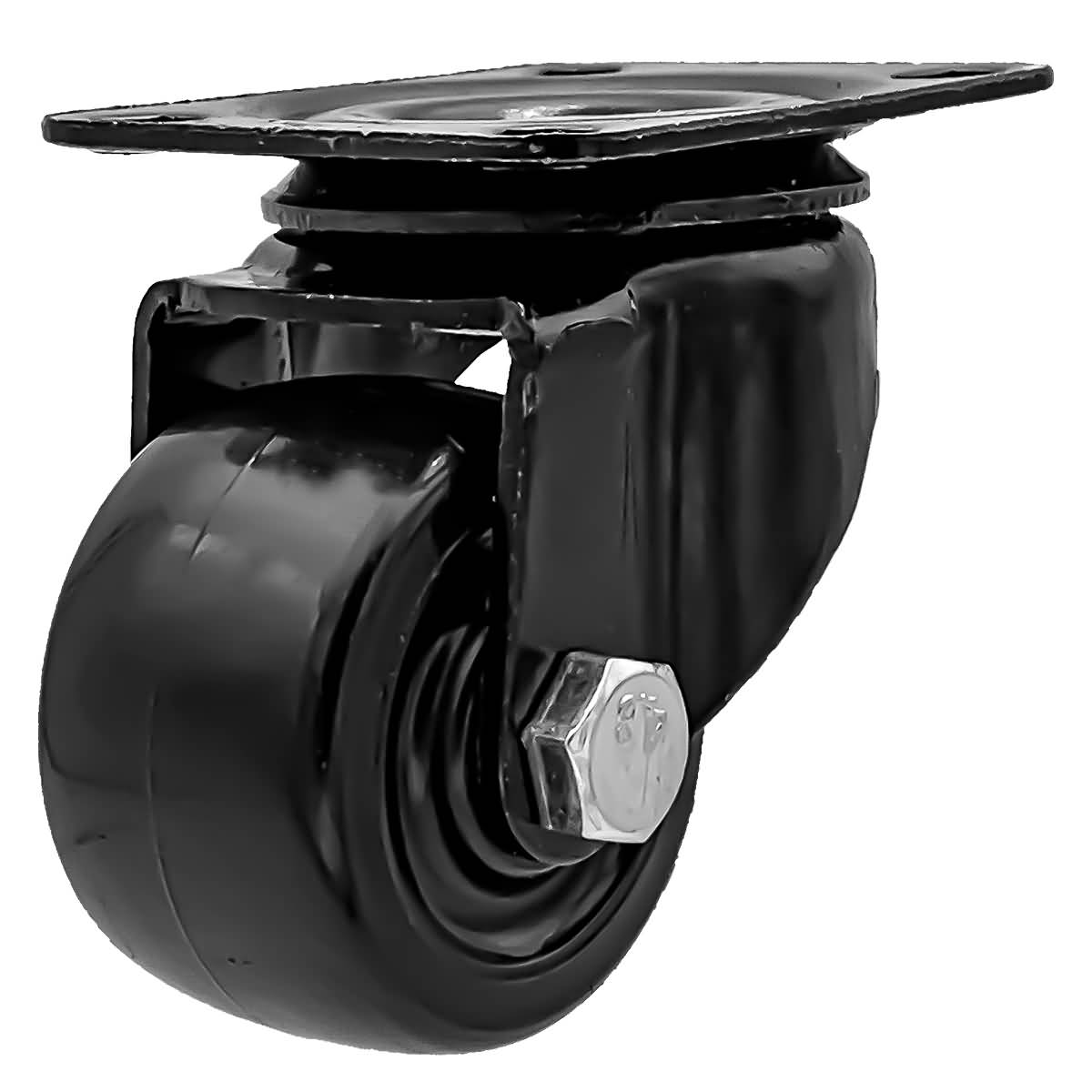 2 inch Black Solid PU Swivel Caster Wheel No Brake - Factor Duty