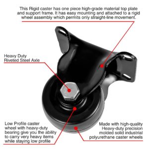 2 inch Black Solid PU Swivel Caster Wheel Rigid