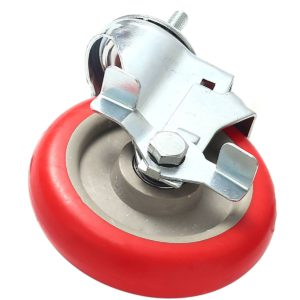 5 inch Red PU Swivel Stem Caster With Side Brake