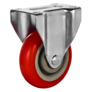 4 inch Red PU Non Swivel Fixed Rigid Caster