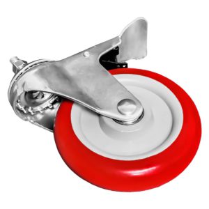 5 inch Red PU Swivel Stem Caster With Front Brake