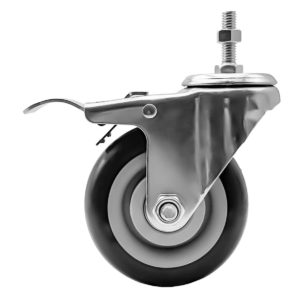 4 inch Black PU Swivel Stem Caster With Front Brake