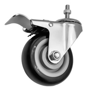 4 inch Black PU Swivel Stem Caster With Front Brake