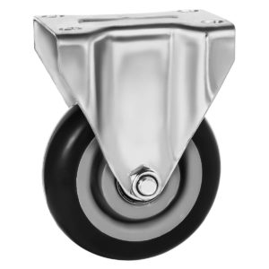 4 inch Black PU Non Swivel Fixed Rigid Caster