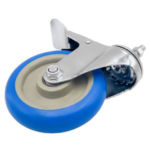 5 inch Blue PU Swivel Stem Caster With Front Brake