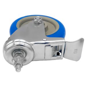 5 inch Blue PU Swivel Stem Caster With Front Brake