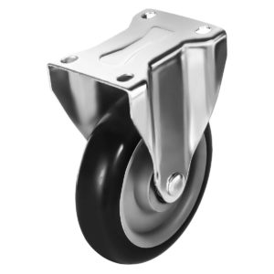 5 inch Black PU Non Swivel Fixed Rigid Caster