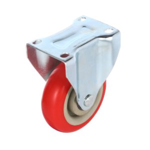 4 inch Red PU Non Swivel Fixed Rigid Caster