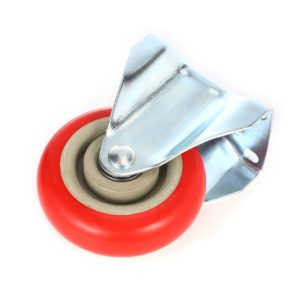 4 inch Red PU Non Swivel Fixed Rigid Caster