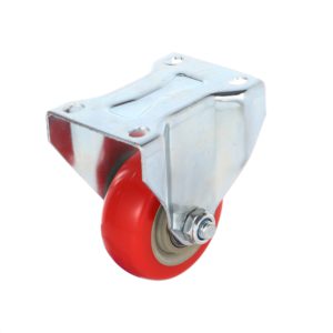 3 inch Red PU Non Swivel Fixed Rigid Caster