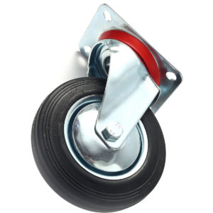 6 Inch Black Rubber Swivel Caster Wheel No Brake