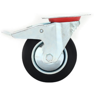 6 Inch Black Rubber Swivel Caster Wheel With Brake