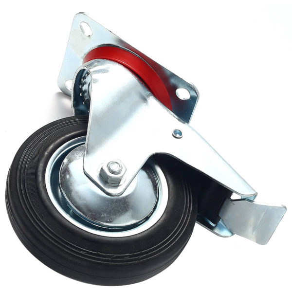 6 Inch Black Rubber Swivel Caster Wheel With Brake