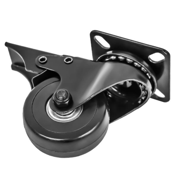 2 Inch All Black PU Swivel Caster Wheel With Brake