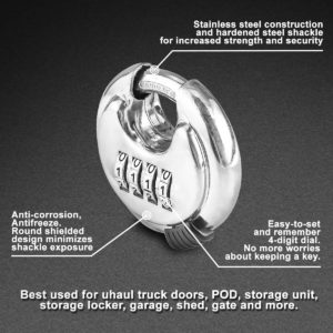 Combination 4 Digit DISC PADLOCK Heavy Duty Stainless Steel Lock