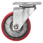 3 inch Red PU Swivel Polyurethane on Cast Iron Wheel Caster No Brake