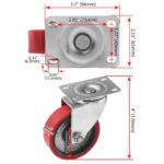 3 inch Red PU Swivel Polyurethane on Cast Iron Wheel Caster No Brake