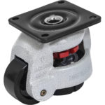 2 Inch Retractable Leveling Caster Wheels – Swivel Black Rubber Wheels with Adjustable Leveling Foot