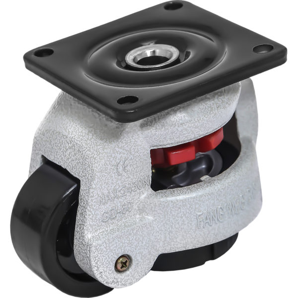 2 Inch Retractable Leveling Caster Wheels – Swivel Black Rubber Wheels with Adjustable Leveling Foot