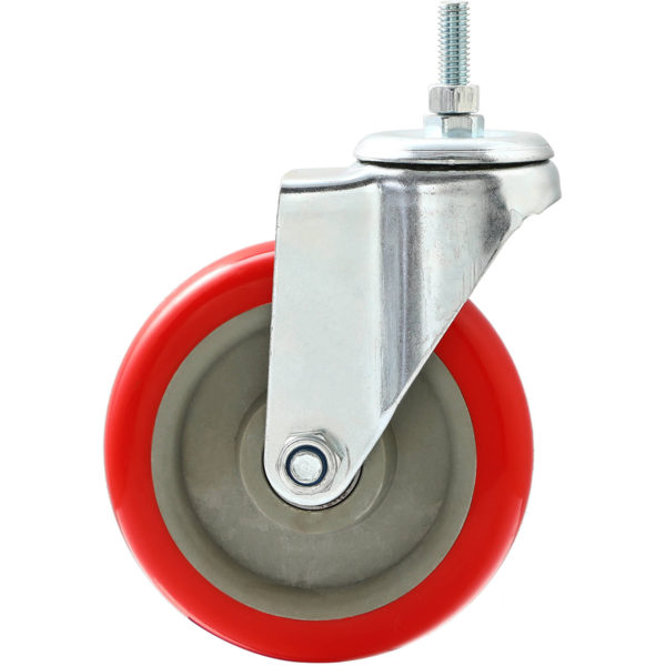 5 inch Red PU Swivel Stem Caster No Brake