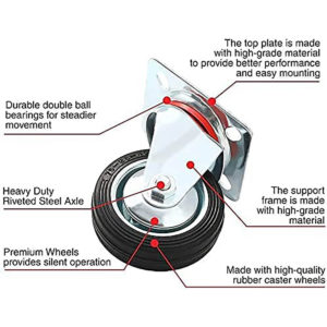 8 Inch Rubber Swivel Caster Wheel No Brake