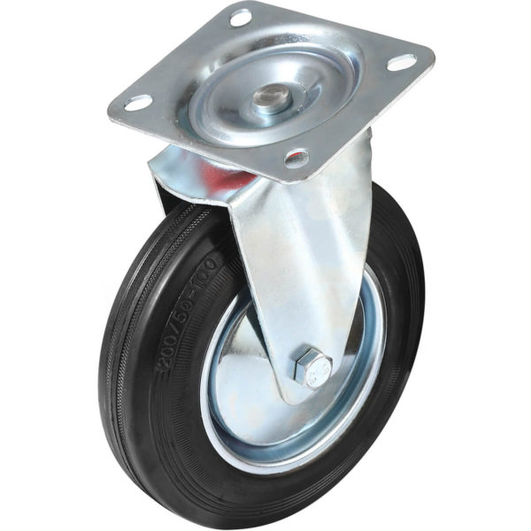 8 Inch Rubber Swivel Caster Wheel No Brake