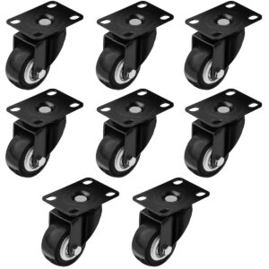 8 Pack 2 inch All Black PU Swivel Caster No Brake - Image 1