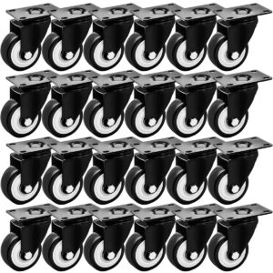 24 Pack 3 inch All Black PU Swivel Caster No Brake - Image 1