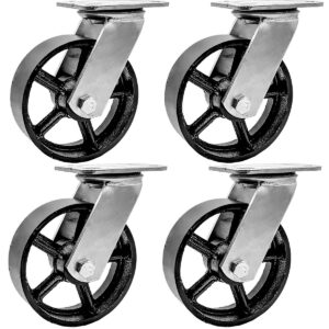 4 Pack 6 Inch Vintage Black Iron Swivel Wheel No Brake - Image 1