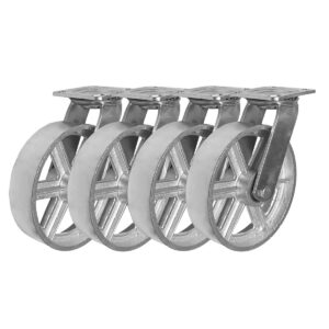 4 Pack 8 Inch Vintage Grey Iron Swivel Wheel No Brake - Image 1