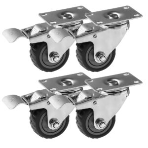 4 Pack 3 inch Grey All Terrain Tyre Veins PU Swivel Caster With Brake - Image 1