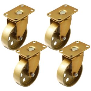 4 Pack 4 Inch All Gold Metal Swivel Wheel No Brake - Image 1