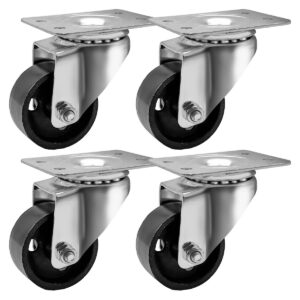 4 Pack 2 inch Metal Swivel Black Caster Wheel No brake - Image 1