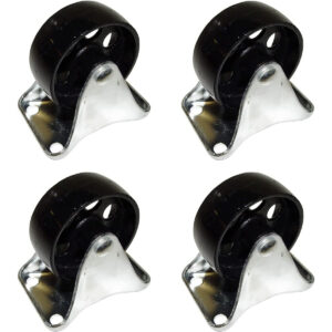 4 Pack 3 inch Black Iron Non Swivel Caster Wheel Rigid - Image 1